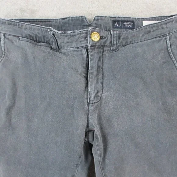 Armani Jeans Womens 32 Gray Denim Chino Slit Pockets Giorgi Comfort Fabric - Picture 2 of 16